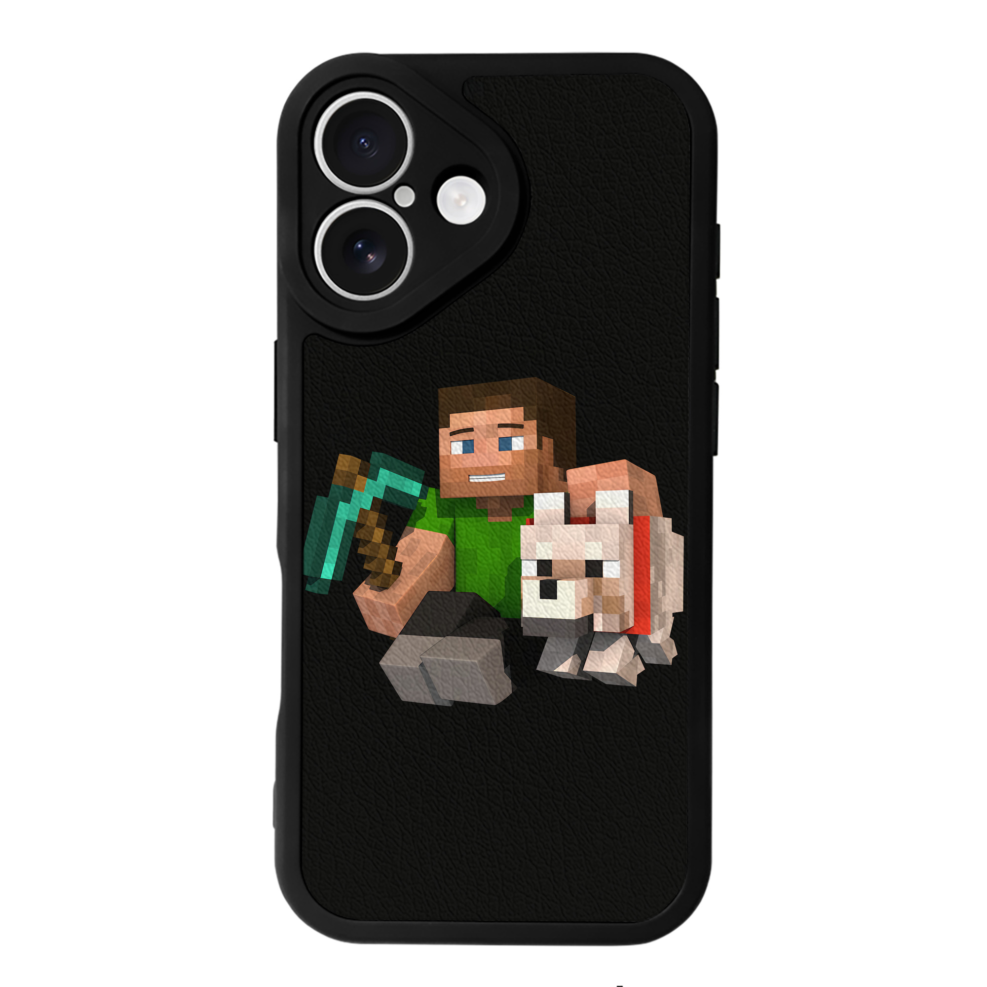 （画像用） マインクラフト ブロックの世界 Minecraft MC Block world 【iPhone 16シリーズ対応】シリコンスマホケース（レザー調） 材質：シリコン